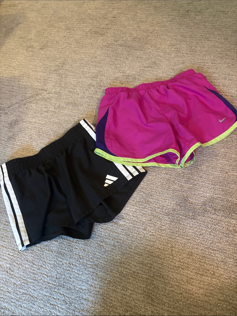 Nike Girls Bright Pink Shorts with Lime Trim